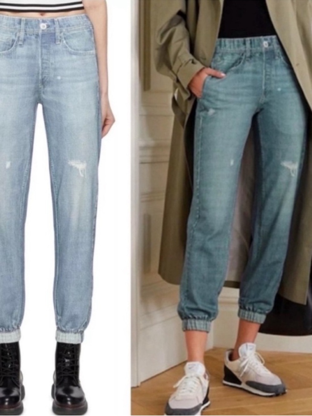 Rag & Bone Joggers Miramar Faux Jean Pull On Sweatpants Distressed in Glass Hill